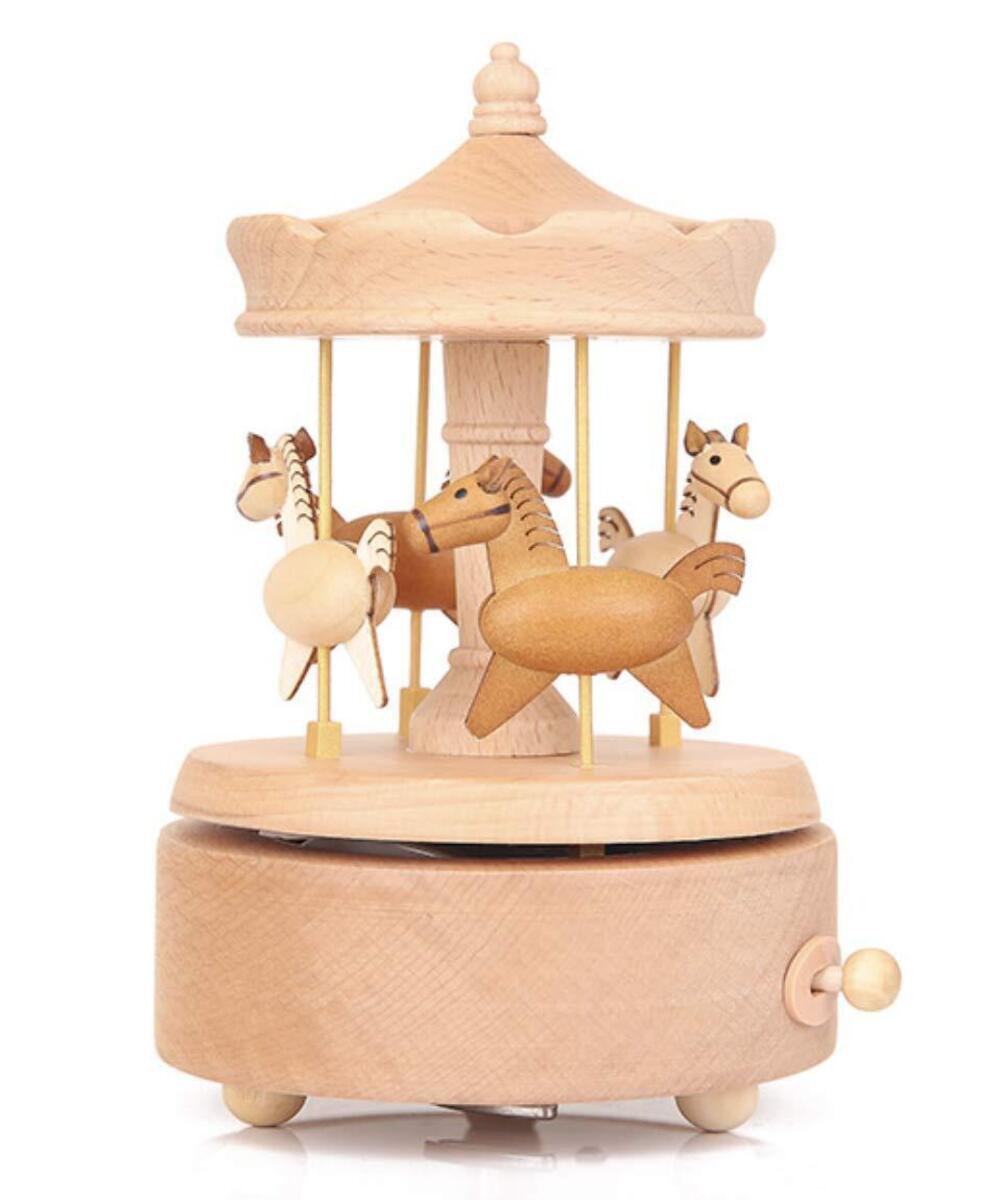 2236 Carousel Music Box, Wooden Horse Music Box for Girl , Christmas